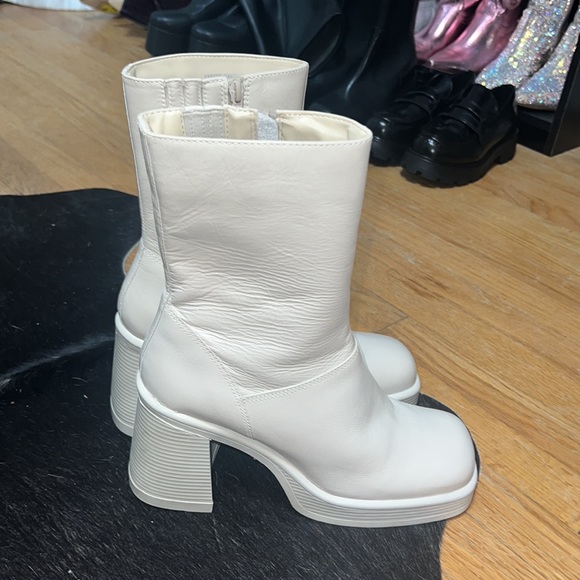 Steve Madden Fantsie White Leather Platform Heeled Mid-Calf Boots, size 10 (new) - Picture 5 of 10